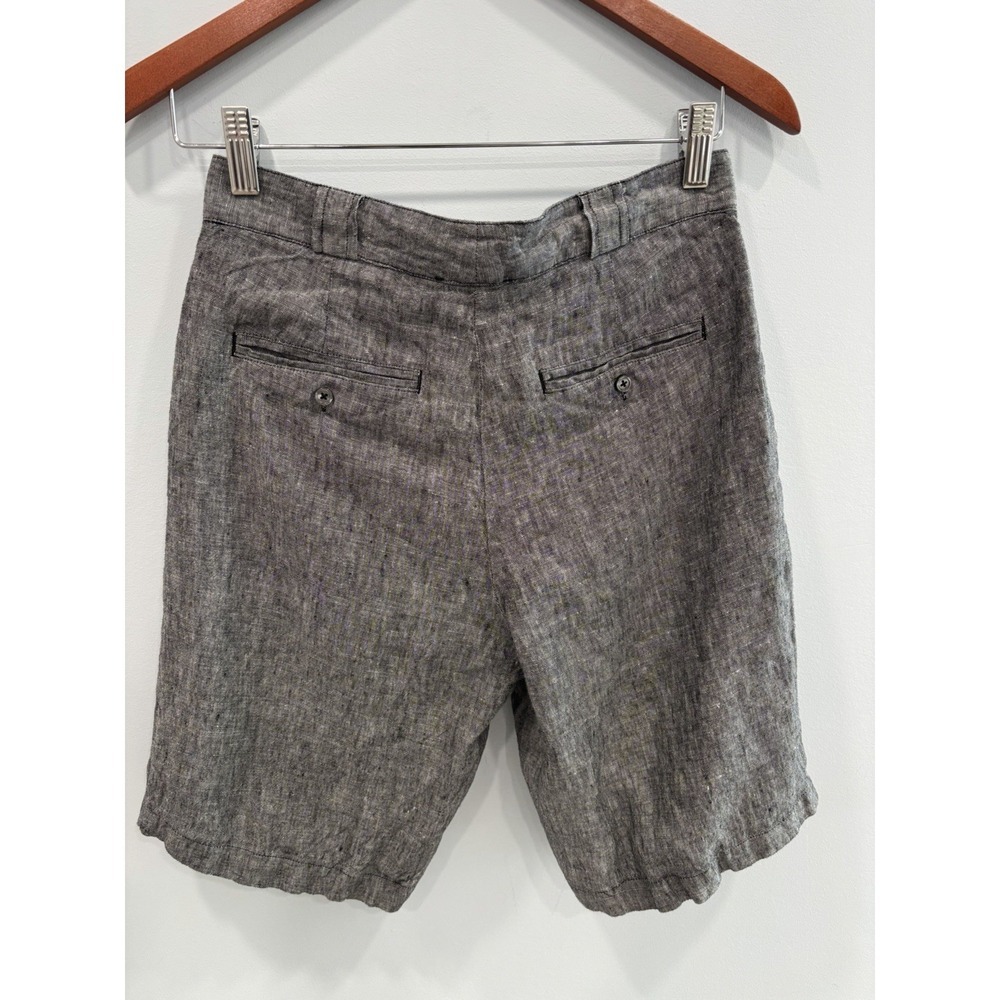 Saks Fifth Avenue 100% Linen Shorts Size 4 Gray Tailored Flat Front Summer Beach - Picture 2 of 11